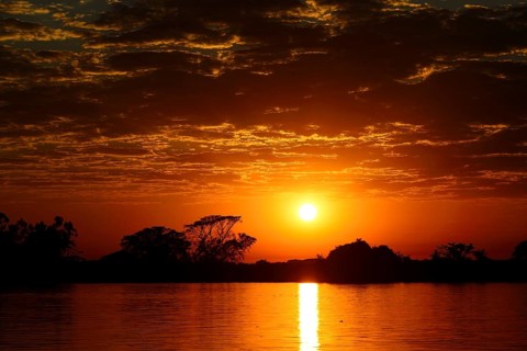 Sunrise with clouds over the Rio Sao Lourenco