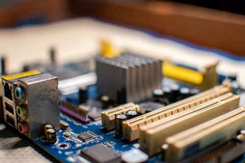 Close up of a computer motherboard
