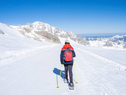 Blue sky over alpine winter landscape