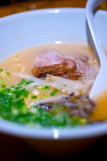 Original Japanese beef ramen noodles soup closeup