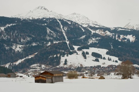 Huts in the valley outside the village of Lermoos