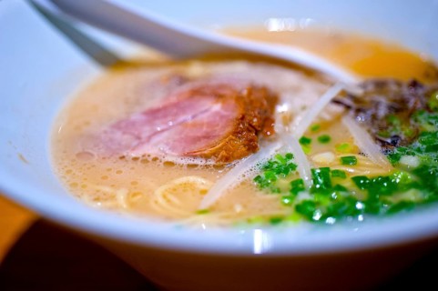 Original Japanese beef ramen noodles soup closeup