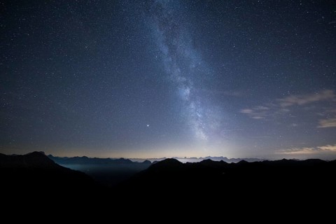 View of the Milky Way and Furka Pass Road from Portlakopf