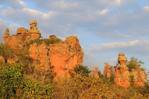 Bizarre rock formation in the evening light