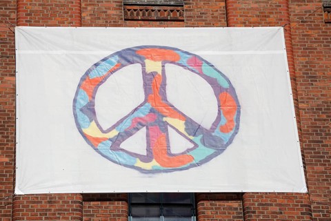 Colourful peace sign banner