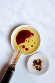 Bowl with cooking oil and aceto balsamico