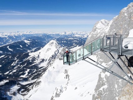 Blue sky over alpine winter landscape