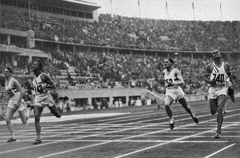 At the finish of the 400 m run