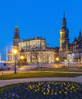 Catholic Court Church and Hausmannsturm on Theaterplatz