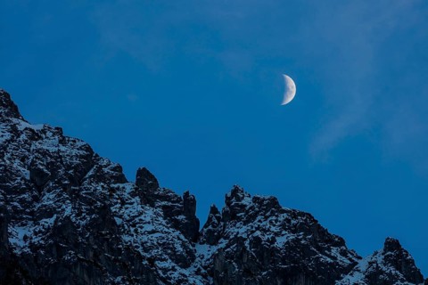 Moonrise over mountains