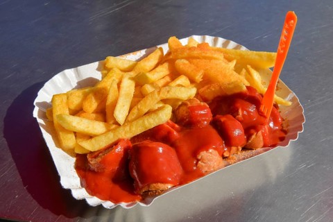 Currywurst with fries