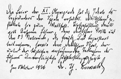 Message of greeting from Dr Theodor Lewald