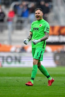 Goal celebration Goalkeeper Rafal Gikiewicz FC Augsburg FCA
