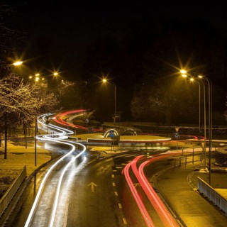 Roundabout with light lanes
