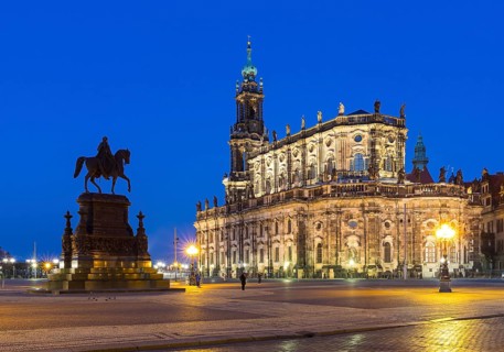 Catholic Court Church and King John Monument on the Theatre Square