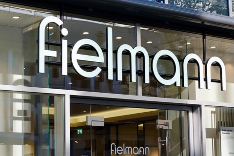Shop with logo Fielmann in the pedestrian zone of the old town