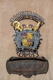 Sign from the castle restaurant at Corvey Castle and Monastery