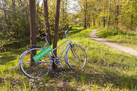 Bicycle with sign