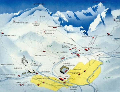 Venue of the IV Olympic Winter Games in Garmisch-Patenkirchen from 6 to 16 February 1936