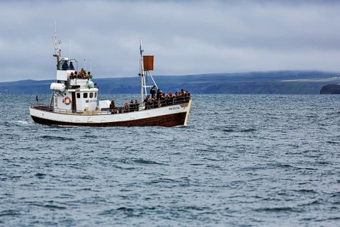 Former fishing boat with tourists