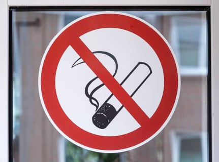 No smoking sign on the building of the Employment Agency