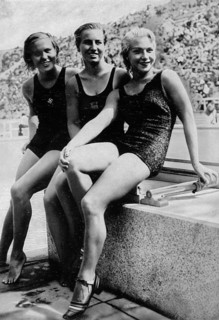 The winners in the high diving competition