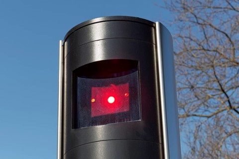 Modern speed camera column for traffic monitoring