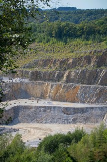 View of limestone quarrying
