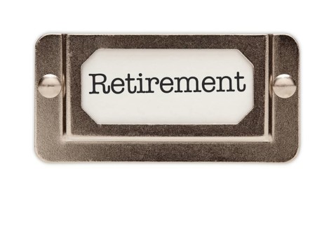 Retirement file drawer label isolated on a white background