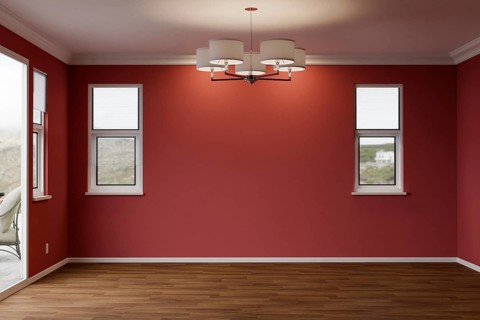 Newly remodeled room of house with wood floors