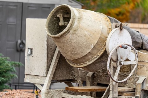 Cement mixer at construction site