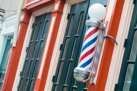 Babershop pole on store front