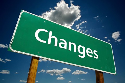 Changes road sign with dramatic blue sky and clouds