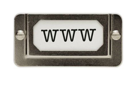 Www file drawer label isolated on a white background