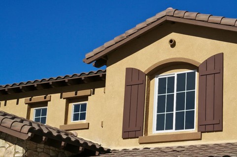 Abstract of new home construction facade