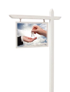 Isolated real estate sign with clipping path