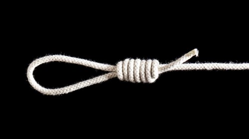 twisted cotton rope hangman knot