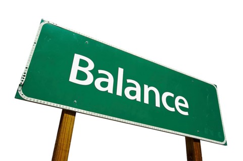 Balance green road sign isolated on a white background with clipping path