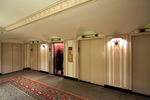 Classic elevator lobby interior of a hotel