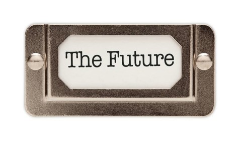 The future file drawer label isolated on a white background