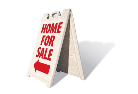 Home for sale tent sign on a white background