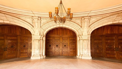 Three majestic classic arched doors with chandelier