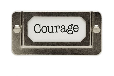 Courage file drawer label isolated on a white background