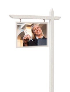 Isolated real estate sign with clipping path