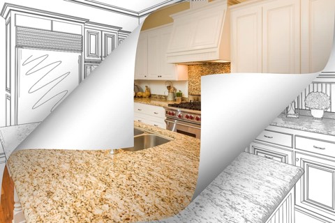 Kitchen photo page corners flipping with drawing behind