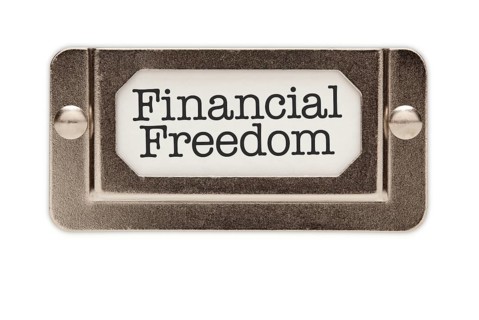 Financial freedom file drawer label isolated on a white background