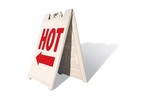 Hot tent sign isolated on a white background