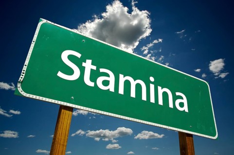 Stamina road sign with dramatic clouds and sky