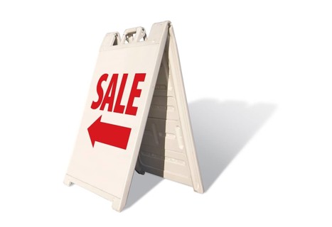 Sale tent sign isolated on a white background