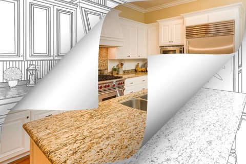 Kitchen photo page corners flipping with drawing behind